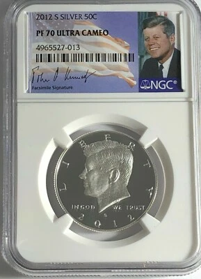 2012 S Proof Silver Kennedy Half Dollar NGC PF70 Ultra Cameo UC Signature Label - Image 1 of 3