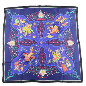 Authentic HERMES 100% Silk Carre 90 Scarf POEIE PERSANE Persian Poetry Used F/S
