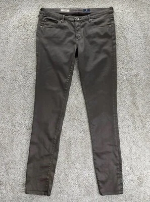 Pantalones de mezclilla AG Adriano Goldschmied para mujer 32 marrón imitación cuero súper ajustados Foto 1 de 4