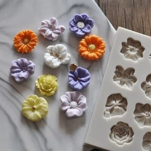 Rose Flowers Silicone Mold Polymer Clay Crafts DIY Cake Border Decoration 1pc Se - Picture 1 of 13