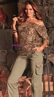 NEW Boston Proper Gorgeous Sexy Animal Sparkle Embellished Sweater Top $98 S 6-8 - Image 1 of 4