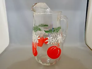 Brocca succo di pomodoro vintage Anchor Hocking anni 50 in vetro rosso/verde/bianco - Foto 1 di 6