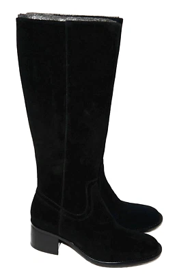 $199 NUEVAS ENZO ANGIOLINI Rodilla Negro Gamuza Cuero Moda Botas Montar Wynn 8 Foto 1 de 4