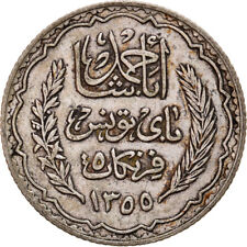 [#858029] Moneta, Tunisia, Ahmad Pasha Bey, 5 Francs, 1936/AH1355, Paris, EF(40-
