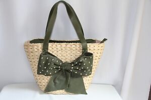 RARE Red Valentino Straw Leather Bow Tote. This Gorgeous Woven Raffia 