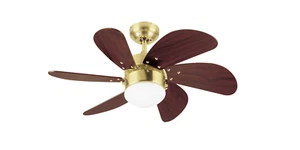 Small ceiling fan light Westinghouse Turbo Swirl brass / mahogany 76 cm 30" - Picture 1 of 1