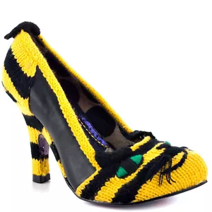 IRREGULAR CHOICE AUDREY LOVES SHOES 9.5 BLACK YELLOW TIGER ANIMAL $225 - Picture 1 of 6