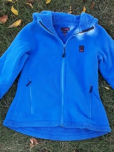 Chaqueta de lana azul Sierra Designs para mujer con capucha sherpa forrada con cremallera bolsillos talla S - Imagen 1 de 5
