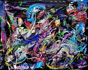Celestial Energy - Colorful original acrylic abstract painting on canvas sheet - Picture 1 of 8