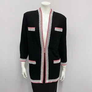 Misook Jacket Black White & Pink Size Large L - Picture 1 of 7