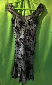 Voodoo Vixen 50's Style Hummingbird Wiggle Fishtail Dress Blue/Grey - Size M - Picture 1 of 10