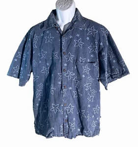 DICKIE WALKER Men's Short Sleeve Button Down Floral Shirt Blue Large - Picture 1 of 6