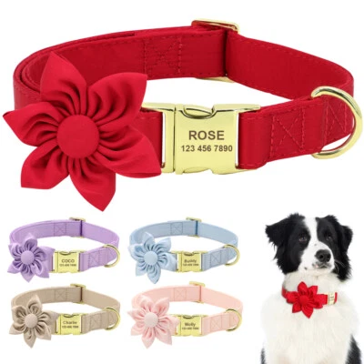 Personalized Dog Collar with Removable Flower Pet Name Number Tag Engraved XS-L - Image 1 of 4