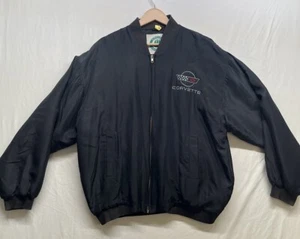 Corvette Size LARGE 100% Silk Black Jacket Zip-Up VTG BURKS BAY Pockets RN 84605 - Imagen 1 de 16