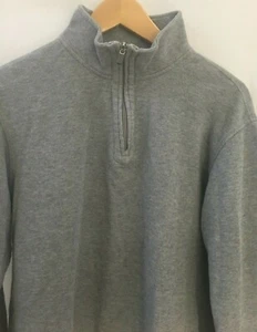 IZOD Mens Pullover Shirt Gray Cotton Size Medium High Band Collar 1/4 Zip - Imagen 1 de 7