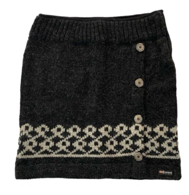 Everest Designs Faux Wrap Wool Sweater Skirt Hand Made in Nepal Charcoal  S - Image 1 of 4