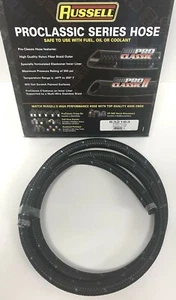 Russell 632163 Proclassic Black Braided Nylon Hose - 10 AN 6" Fuel Oil Gas Line - Picture 1 of 3