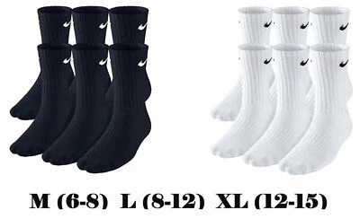 Nike Everyday Cotton Cushioned Crew Socks - Size S / M / L / 3-5  / 6-8 / 8-12 - Image 1 of 3