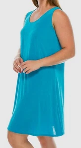 Türkis Kleid ärmellos knielang eisenfrei Reise Stoff S, L, XL, 2X, 3X - Bild 1 von 3
