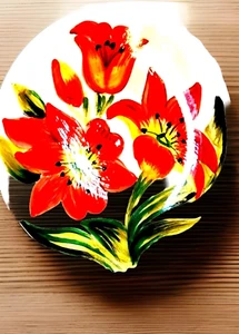 Honolulu Hawaiian Floral Plate – 11 1/8” Hand-Painted, Hand-Crafted Art - Picture 1 of 6