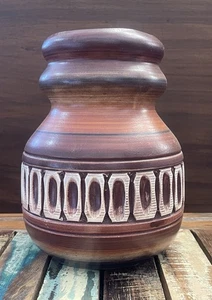 Vintage Mid Century Beit Hayotzer Incised Vase Large Israeli Studio Pottery - Bild 1 von 12