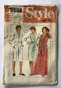 Style 3655 Sewing Pattern Shawl Collar Dressing Gown - S, M, L - Picture 1 of 3