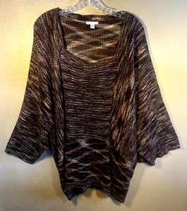 EST. 1948 Women Sz 26/28 W Boho Chic Sweater Loose Knit Flare Sleeves Brown 10-9 - Picture 1 of 17