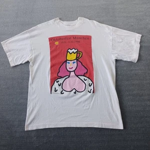 T-shirt vintage Oktoberfest Munchen Germania 1998 uomo XL bianca punto singolo - Foto 1 di 14