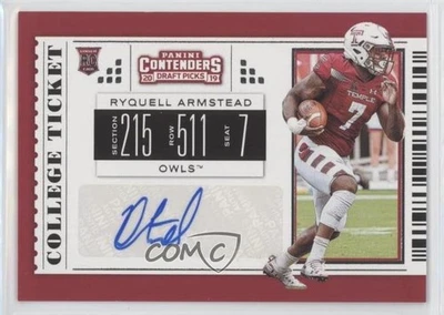 2019 Contenders Draft Picks College Ticket Ryquell Armstead #284 Rookie Auto RC - Image 1 of 2