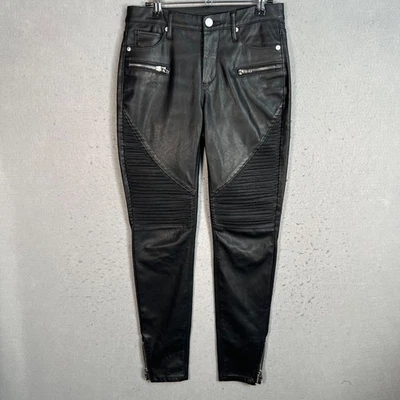 BlankNYC Womens Faux Leather Biker Moto Pants Size 26 Black - Image 1 of 4