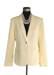 JM Studio John Meyer Suit Jacket Sz 8 Yellow White Women's Dress Casual Blazer M - Picture 1 of 5