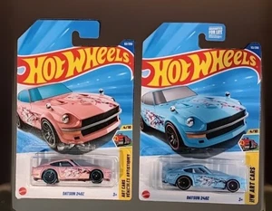 2025 Hot Wheels 70's Datsun 240Z Cherry Blossoms Pink & Blue Lot of 2 - Picture 1 of 1