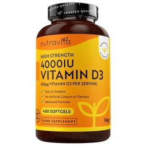 Vitamin D3 4000 iu - 400 High Strength Easy to Swallow Premium Softgels - Over A - Picture 1 of 5
