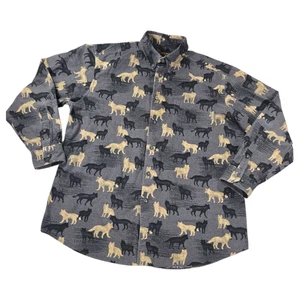 Woolrich Camicia Uomo Tg LG Flanella Bottoni Onice Lupi Stampa Grafica Cotone  - Foto 1 di 9