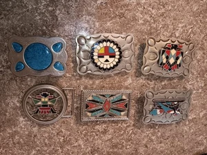 Lot of Six Southwestern American Indian Belt Buckles - Picture 1 of 2