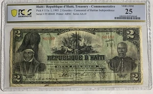 HAITÍ P-111a 1903, 2 GOURDES TESORERÍA - GRADUACIÓN PROFESIONAL CONMEMORATIVA VF25 - Imagen 1 de 3
