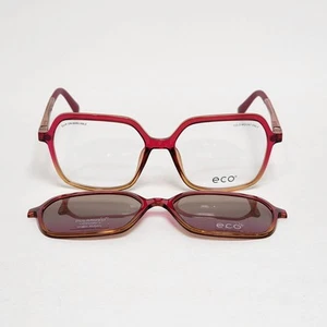 Eco Mulberry Geometric Glasses w/ Polarized Magnetic Sunglass Clip-On | 53mm - Picture 1 of 10