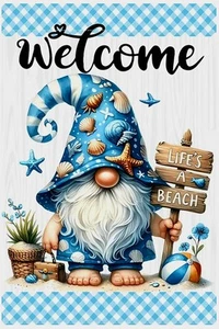 Welcome - Gnome Life's A Beach Garden or Outdoor Flag - ONLY ONE AVAILABLE - Picture 1 of 11