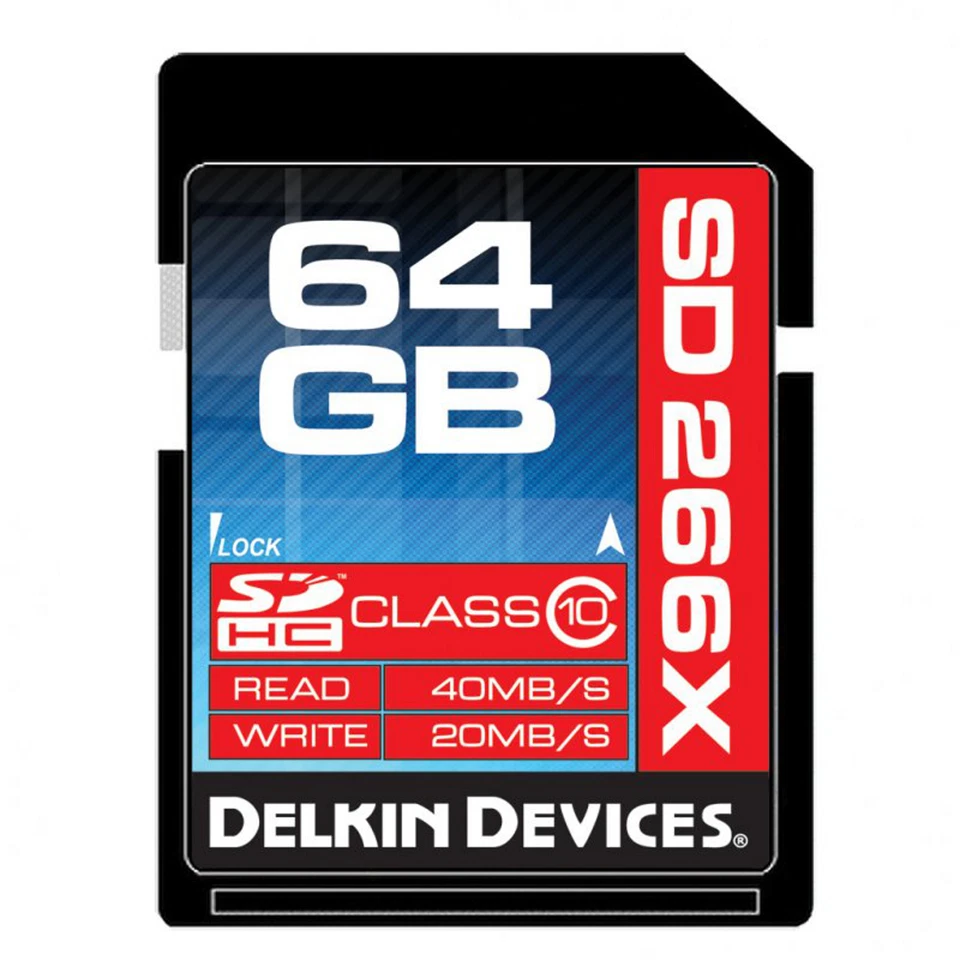 Delkin 64GB SD Pro Class 10 266X Secure Digital Speed - Lifetime Warranty - Image 1 of 1
