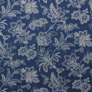 WAVERLY FOLLOW THE TRAIL DENIM BLUE FLORAL  HEAVY MULTIUSE FABRIC BY YARD 54"W - Picture 1 of 5