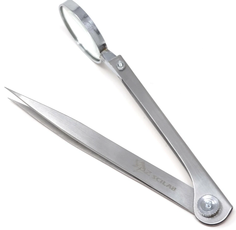 A2Z SCILAB Magnifying Tweezers - Splinter Forceps With Magnifier - First Aid - Straight