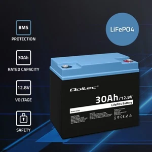 Qoltec Akumulator LiFePO4 Litowo-Żelazowo-Fosforanowy 12.8V 30Ah| 384Wh BMS - Zdjęcie 1 z 9