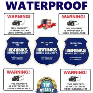 WATERPROOF STICKERS FOR HOME WINDOW SECURITY ALARM CAMERA+BRINKS WARNING DECALS - Picture 1 of 4