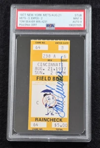 1977 TOM SEAVER Signed NEW YORK METS Game Ticket-WIN #231-HOF-PSA 9-9 Auto - Picture 1 of 4