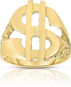 Floreo 10k Gelbgold Dollarschild Nugget Ring - Bild 1 von 3