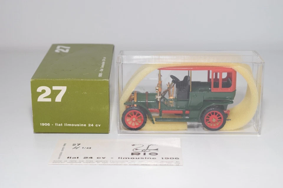 A61 1:43 RIO 27 1906 FIAT LIMOUSINE 24 HP 24CV GREEN WITH RED MIB - Image 1 of 4