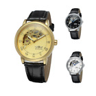 WINNER Mechanical Automatic Skeleton Watch Stainless Case Genuine Leather Strap