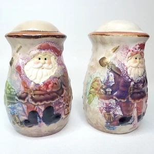 Santa Christmas Holiday Vintage Thick Ceramic Salt & Pepper Shaker Set - CLEAN - Picture 1 of 9