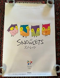 Raro póster olímpico de Nagano 1998 Snowlets mascota póster 20x29 escaso raro difícil de encontrar - Imagen 1 de 14