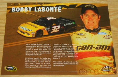 2016 Bobby Labonte Can-Am "1st issued" Ford Fusion NASCAR SC blankback postcard Cover